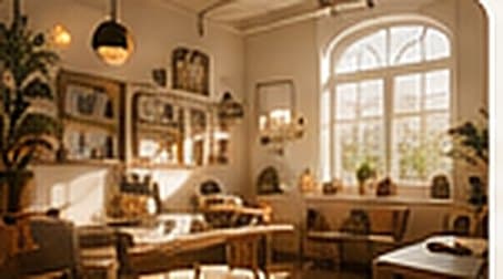 Illustration: a warm maker’s studio with a tall window.